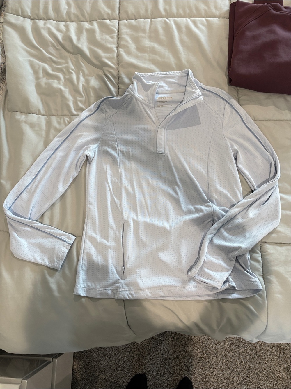 Mondetta Light Blue Long Sleeve Quarter-Zip Tee